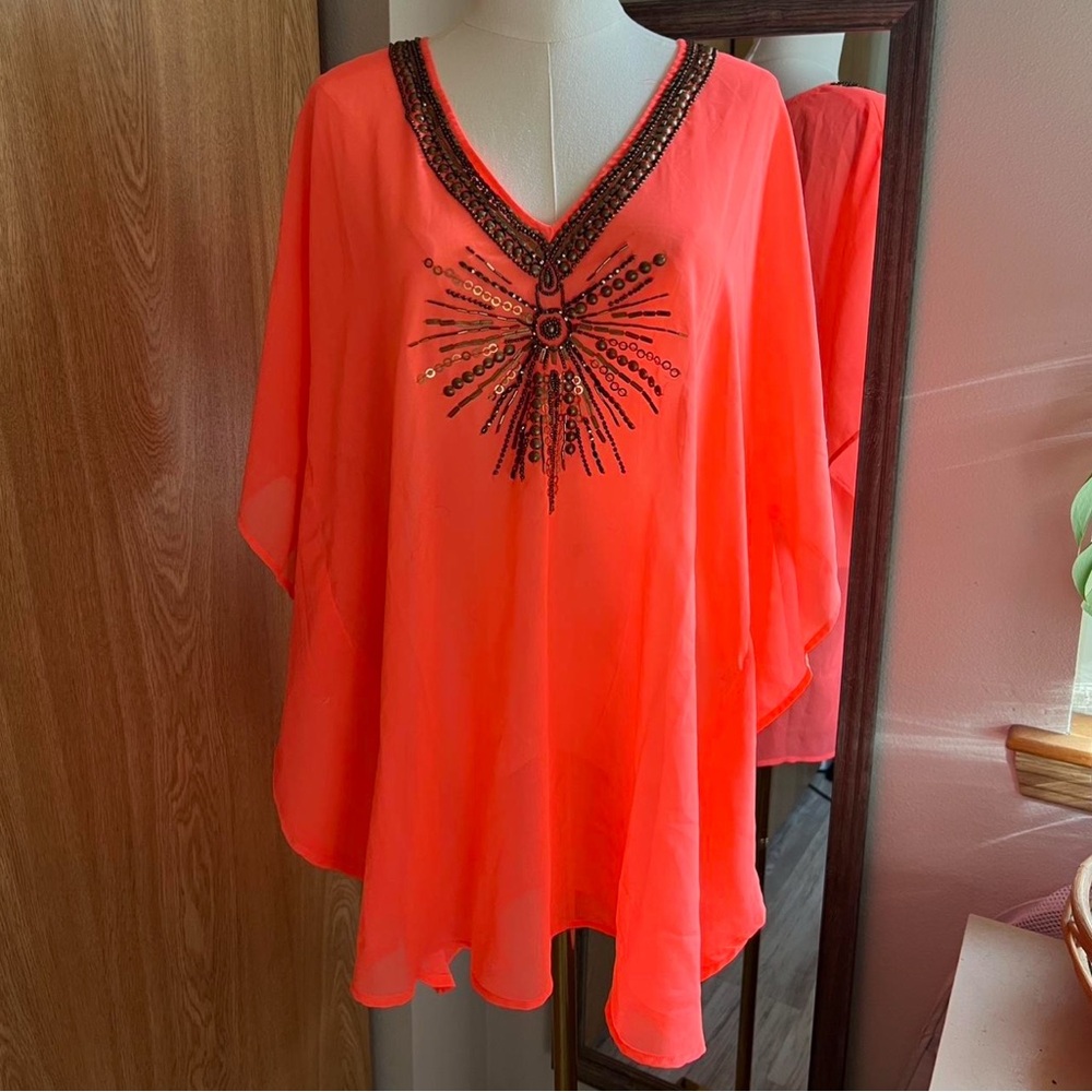 Pink Embellished kaftan coverup
